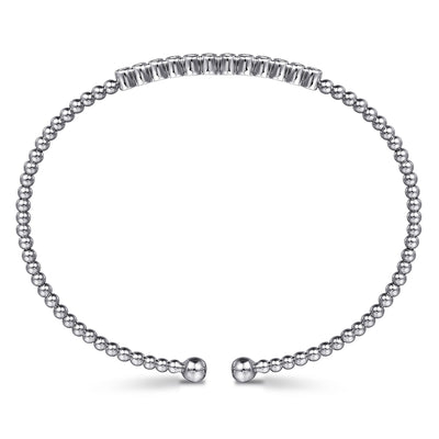 14K White Gold Bujukan Bead Diamond Bangle