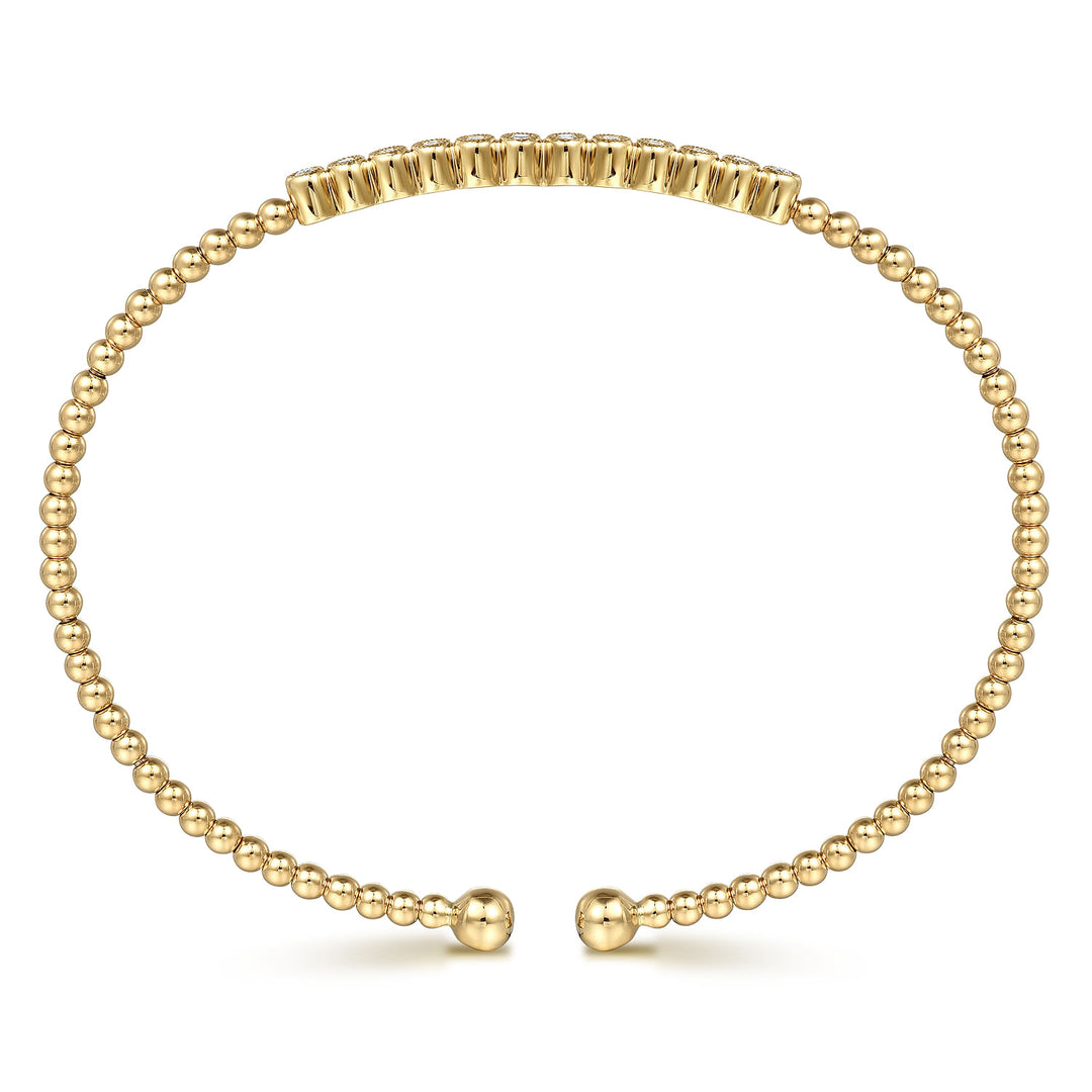 14K Yellow Gold Bujukan Bead Diamond Bangle