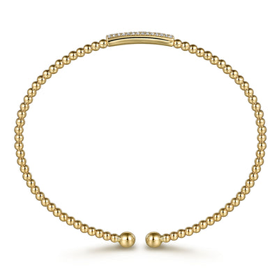 14K Yellow Gold Bujukan Bead Bangle with Diamonds