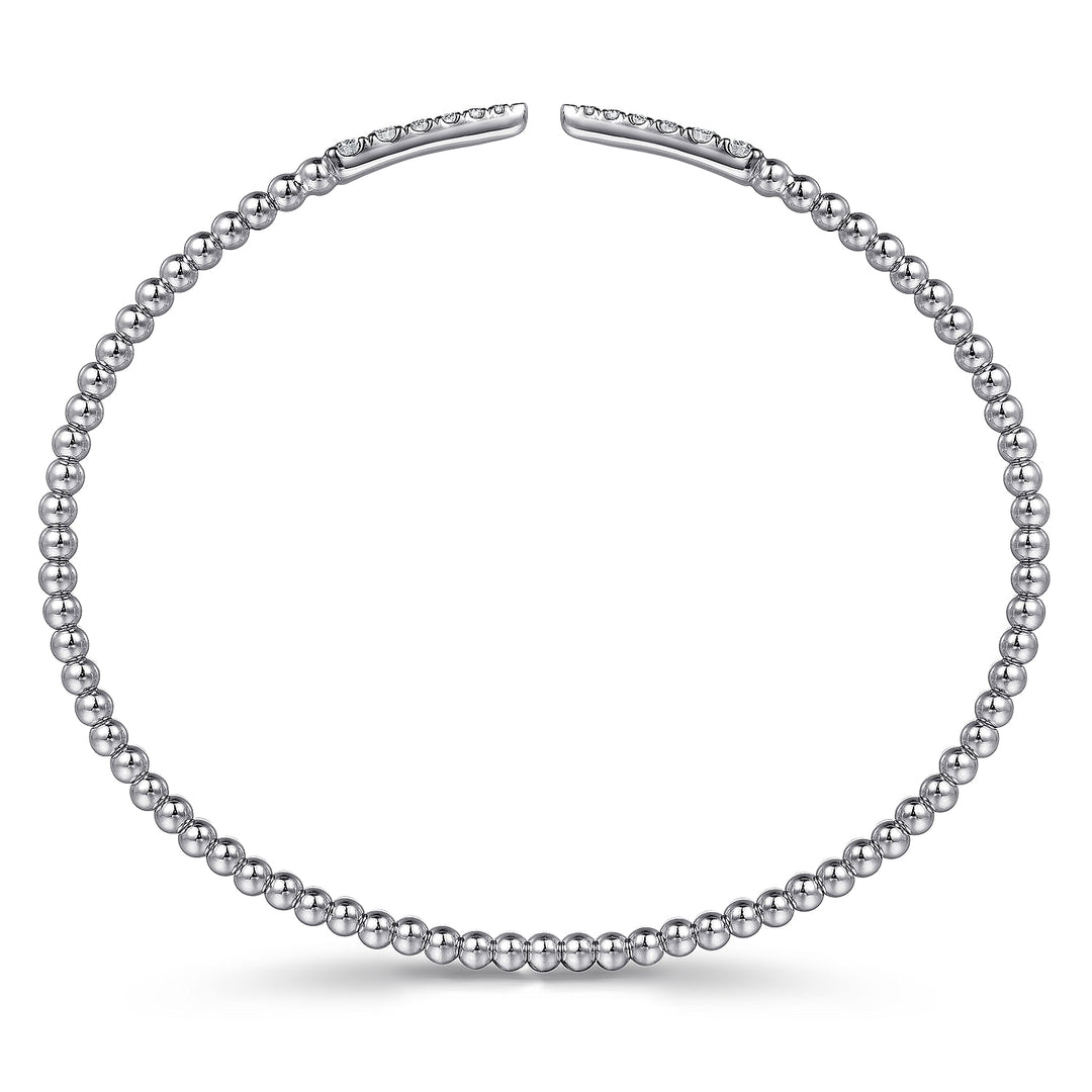14K White Gold Bujukan Diamond Spikes Split Bangle
