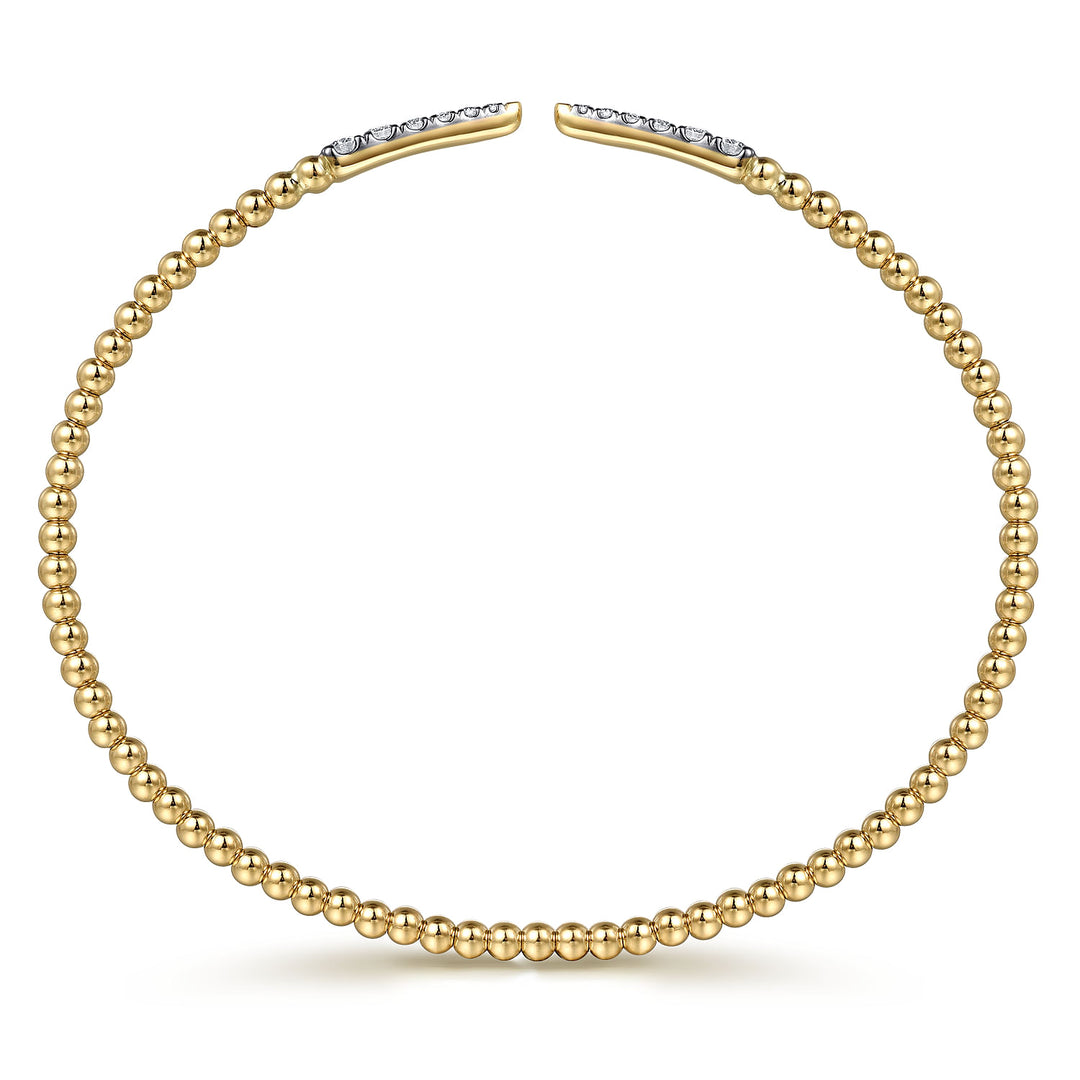 14K Yellow Gold Bujukan Diamond Spikes Split Bangle