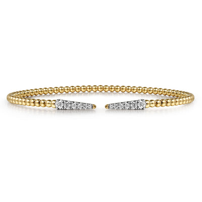 14K Yellow Gold Bujukan Diamond Spikes Split Bangle