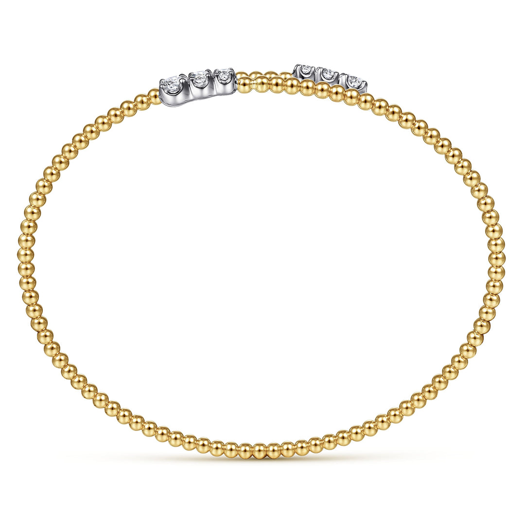 14K White-Yellow Gold Bujukan Graduating Diamond Bypass Bangle