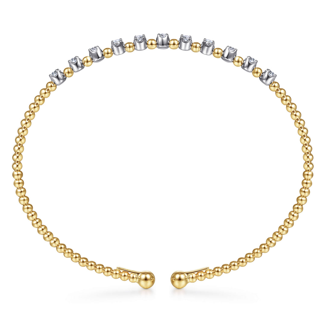 14K White-Yellow Gold Bujukan Diamond Split Bangle