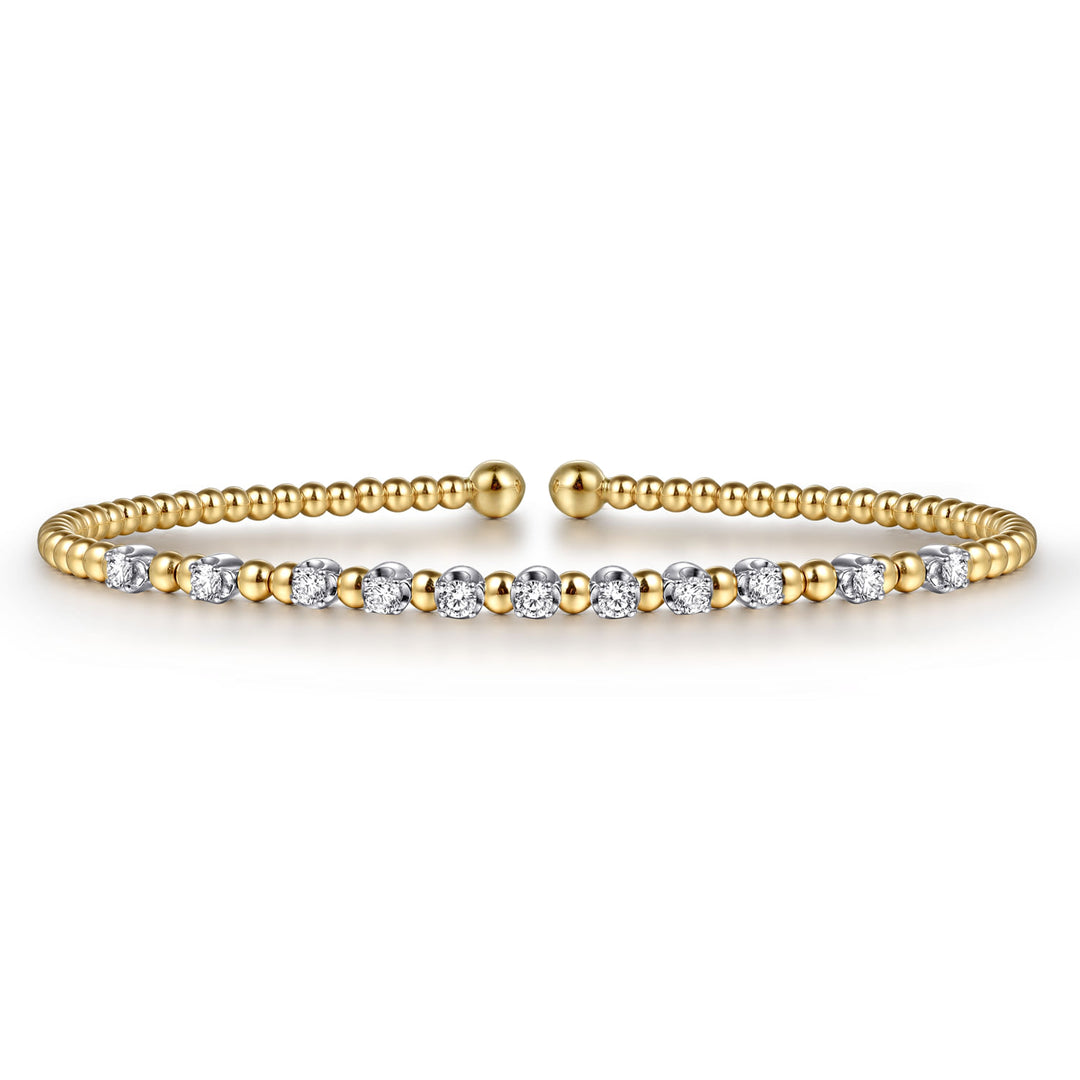 14K White-Yellow Gold Bujukan Diamond Split Bangle