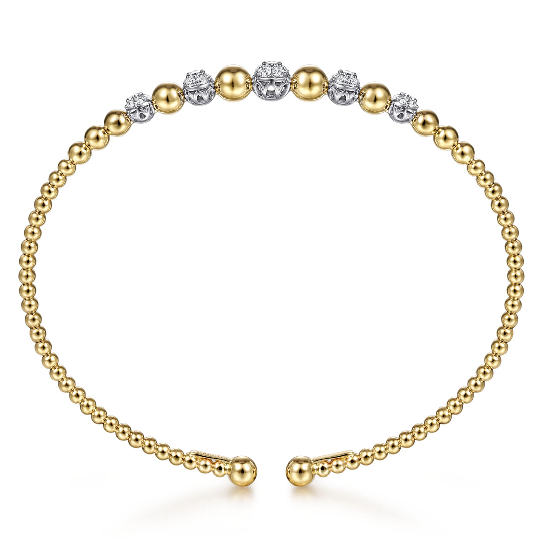 14K Yellow-White Gold Bujukan Diamond Stations Bangle