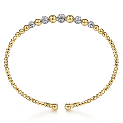 14K Yellow-White Gold Bujukan Diamond Stations Bangle