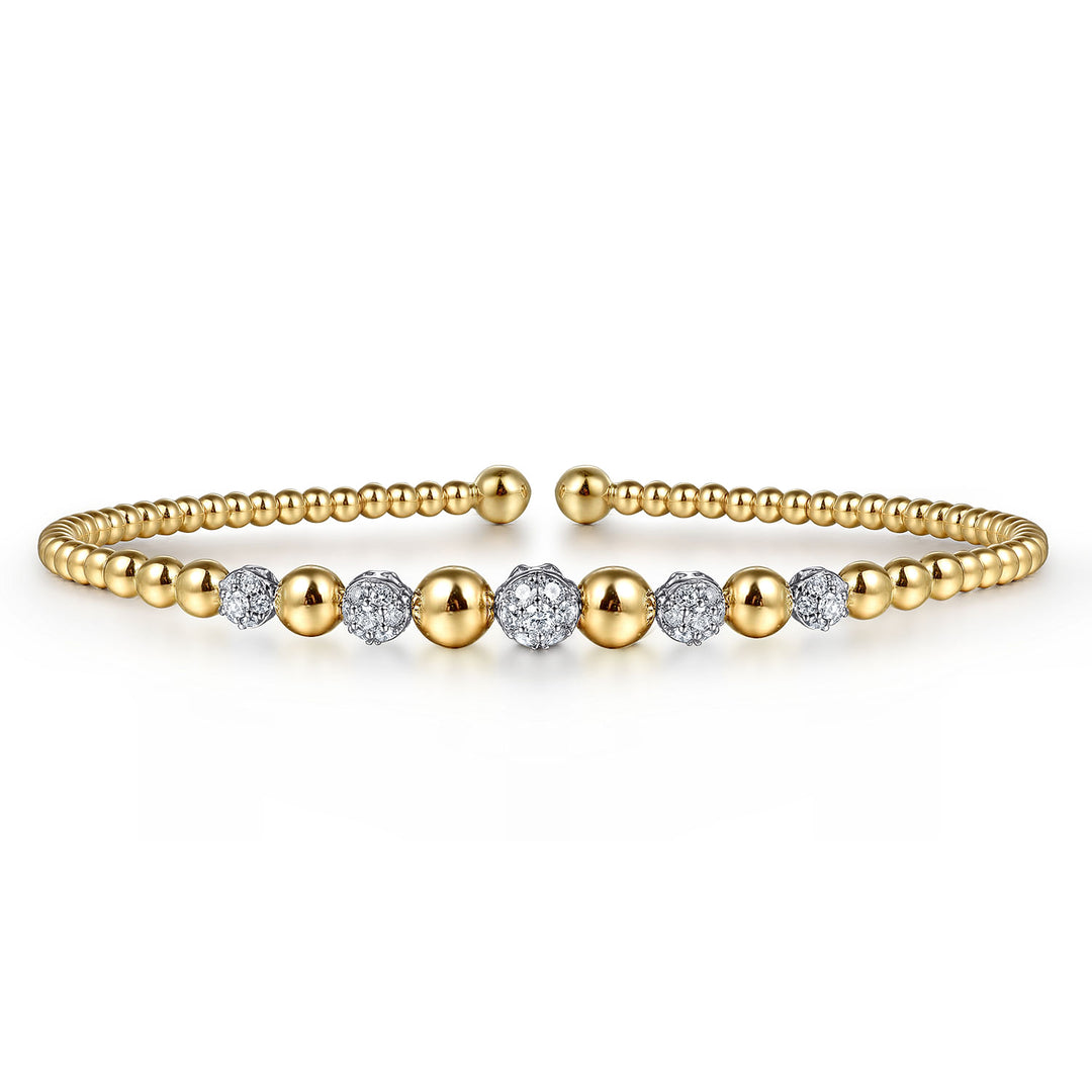 14K Yellow-White Gold Bujukan Diamond Stations Bangle