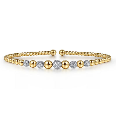 14K Yellow-White Gold Bujukan Diamond Stations Bangle