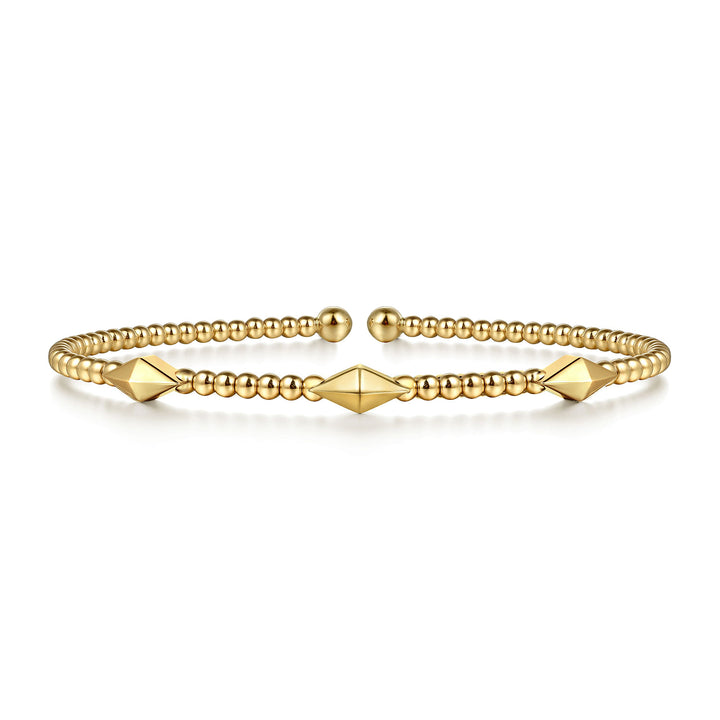 14K Yellow Gold Bujukan Pyramid Stations Bangle