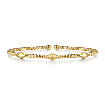 14K Yellow Gold Bujukan Pyramid Stations Bangle