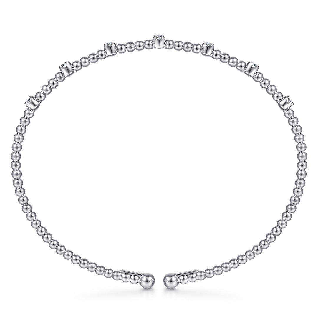14K White Gold Bujukan Diamond Stations Bangle