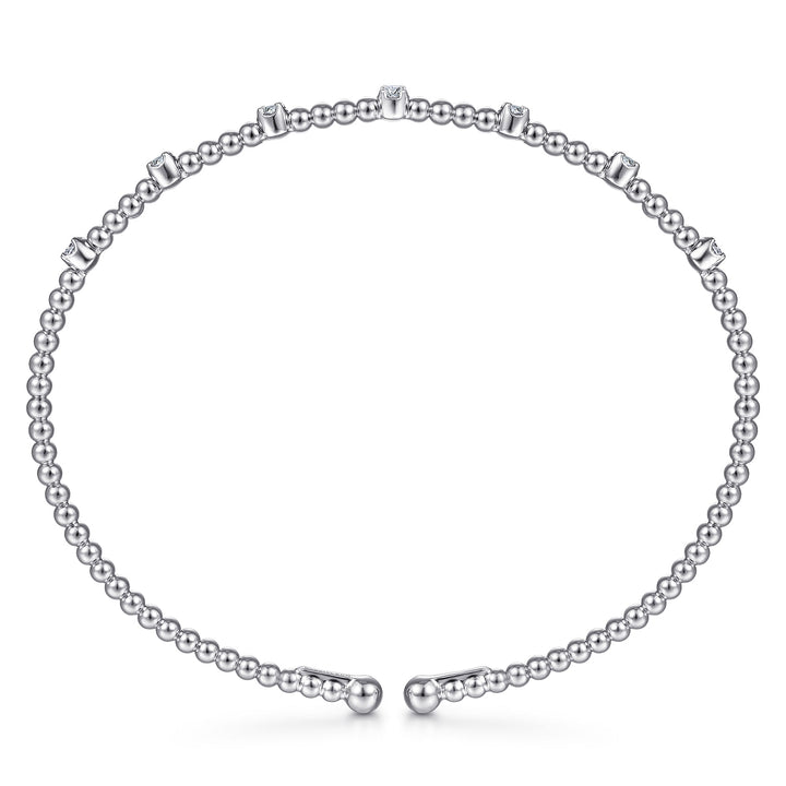 14K White Gold Bujukan Diamond Stations Bangle