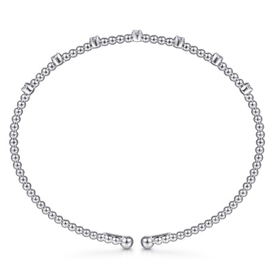 14K White Gold Bujukan Diamond Stations Bangle