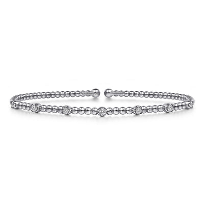 14K White Gold Bujukan Diamond Stations Bangle