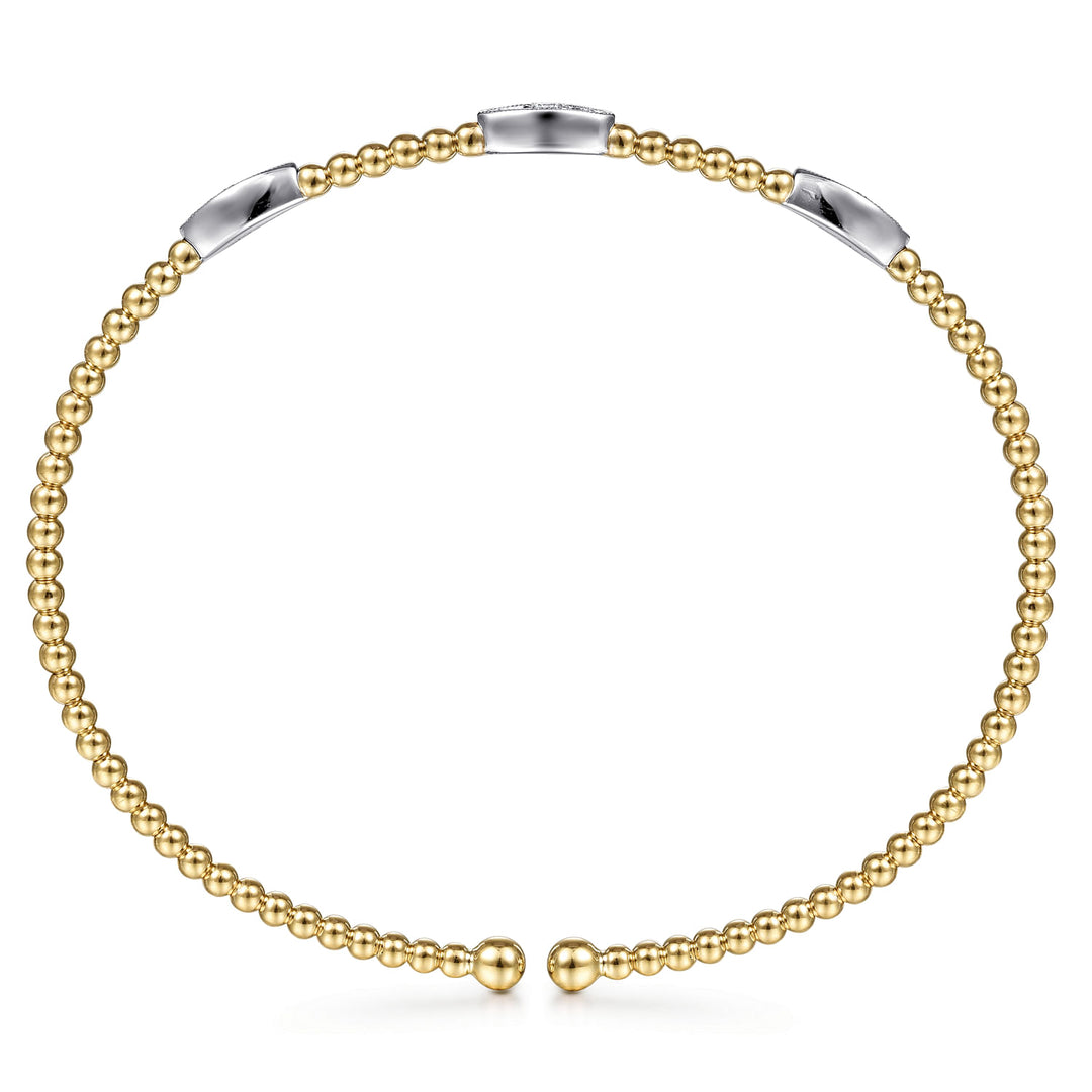 14K White-Yellow Gold Bujukan Diamond Marquise Stations Bangle
