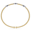 14K White-Yellow Gold Bujukan Diamond Marquise Stations Bangle
