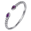 Sterling Silver 6.25 Inch Bujukan & Pear Shape Amethyst Split Bangle Bracelet