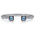 Sterling Silver 6.25" Bujukan Blue Topaz Open Bangle Bracelet with black enamel