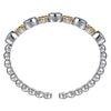 6.25" Sterling Silver & 14K Yellow Gold Bujukan Blue Topaz Open Bangle Bracelet