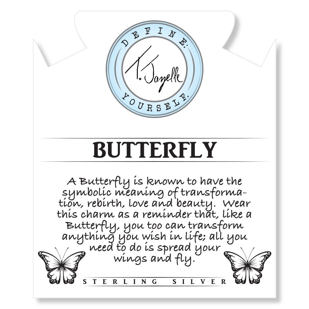 Super 7 Gemstone Bracelet with Butterfly CZ Sterling Silver Charm