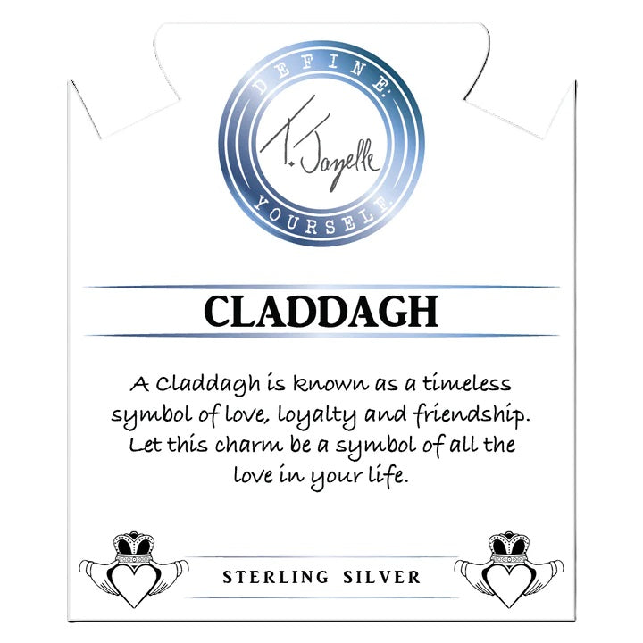 Peruvian Turquoise Gemstone Bracelet with Claddagh Sterling Silver Charm