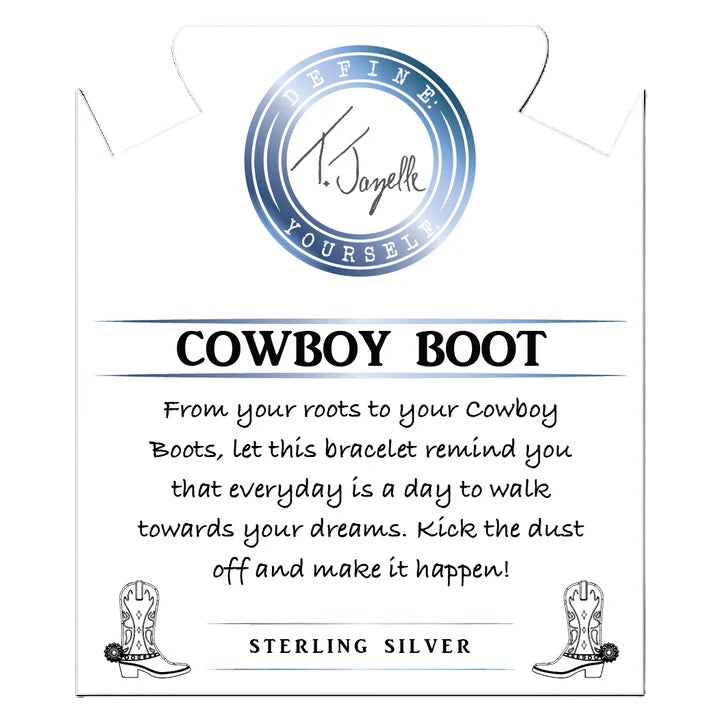 Sand Moonstone Gemstone Bracelet with Cowboy Boot Sterling Silver Charm