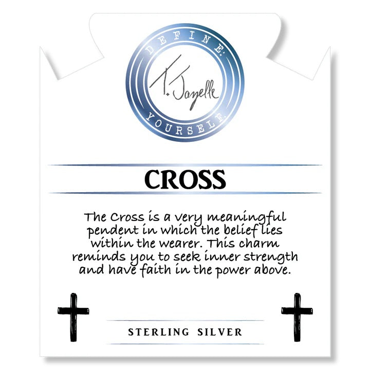 Sunset Quartz Gemstone Bracelet with Cross Sterling Silver Charm