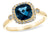 14K Yellow Gold Cushion Cut London Blue Topaz and Diamond Halo Ring