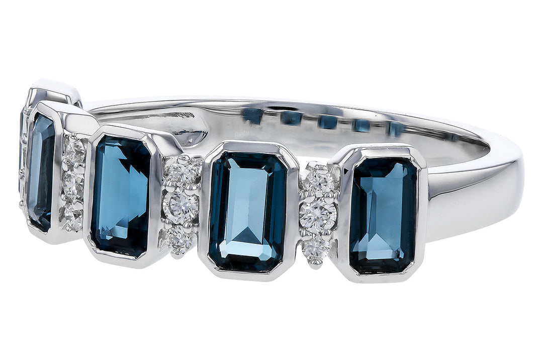 14K White Gold London Blue Topaz and Diamond Fashion Ring