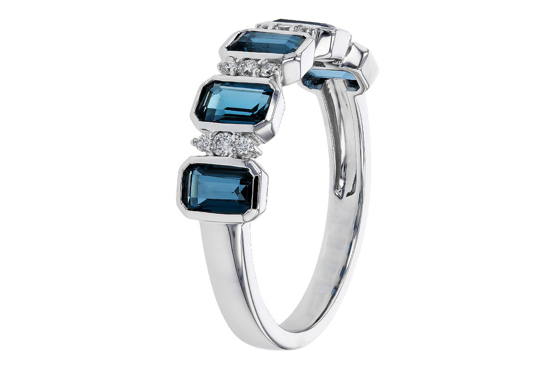 14K White Gold London Blue Topaz and Diamond Fashion Ring