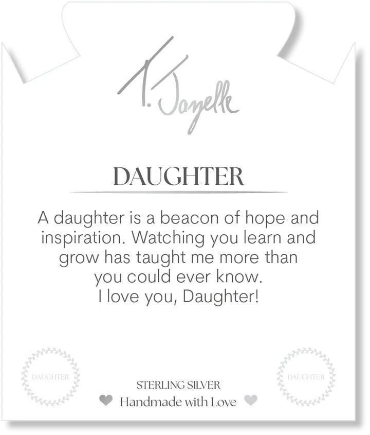 Cherry Jade Gemstone Bracelet with Endless Love Daughter Sterling Silver Charm