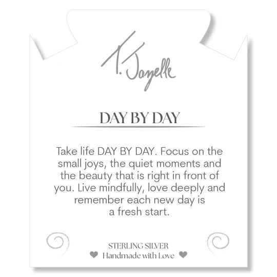 Aquamarine Jade Gemstone Bracelet with Day by Day Sterling Silver Charm