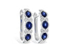 14K White Gold Vintage Inspired Oval Blue Sapphire & Diamond Huggie Earrings