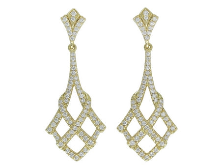 10K Yellow Gold .50cttw Diamond Art Deco Dangle Earrings