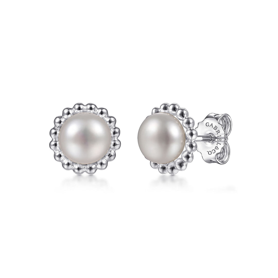 Sterling Silver Bujukan Pearl Stud Earrings