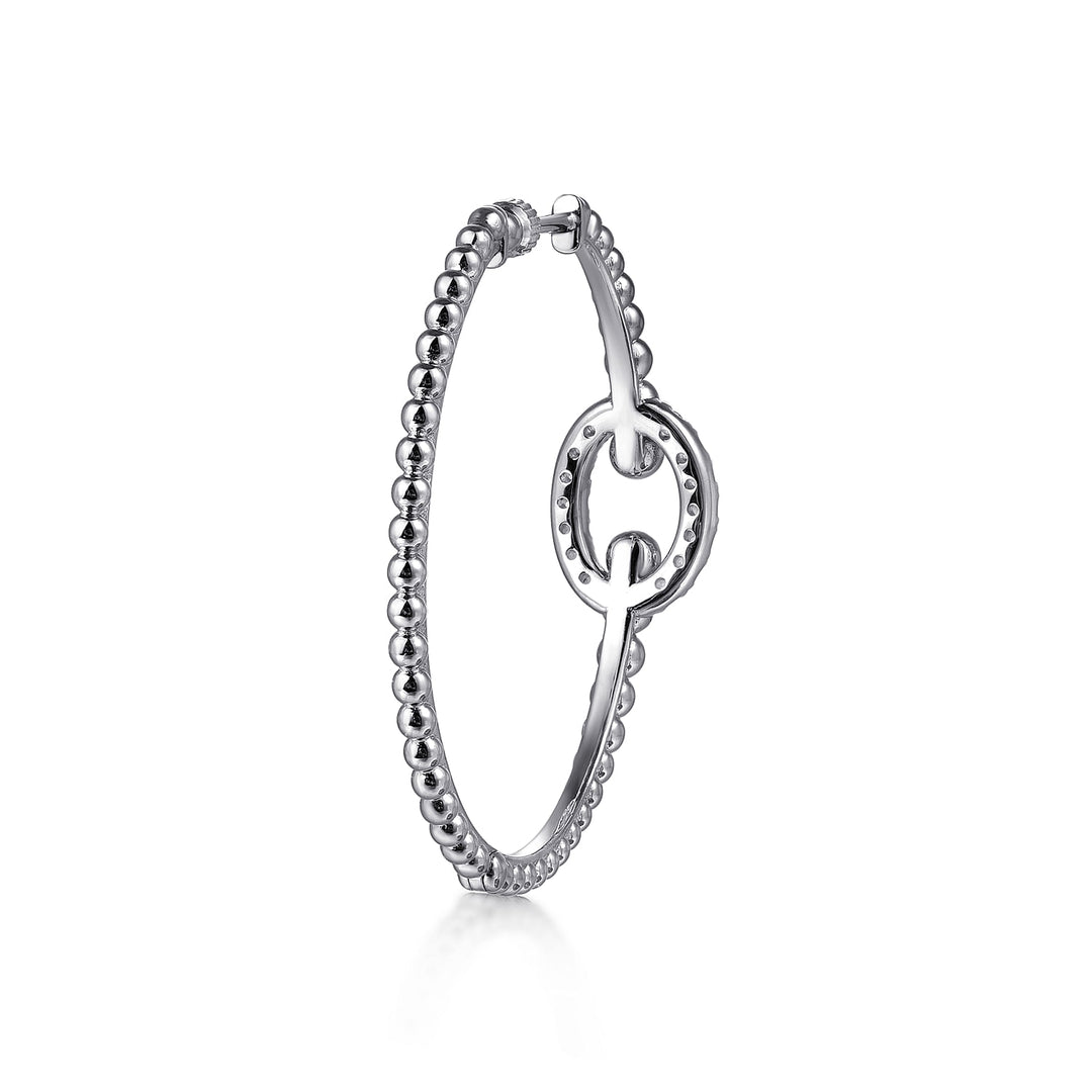 Sterling Silver 40mm Bujukan & White Sapphire Hoop Earrings