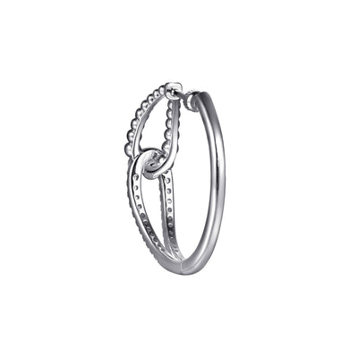 Sterling Silver 30mm White Sapphire Bujukan Interlocking Hoop Earrings