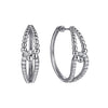 Sterling Silver 30mm White Sapphire Bujukan Interlocking Hoop Earrings