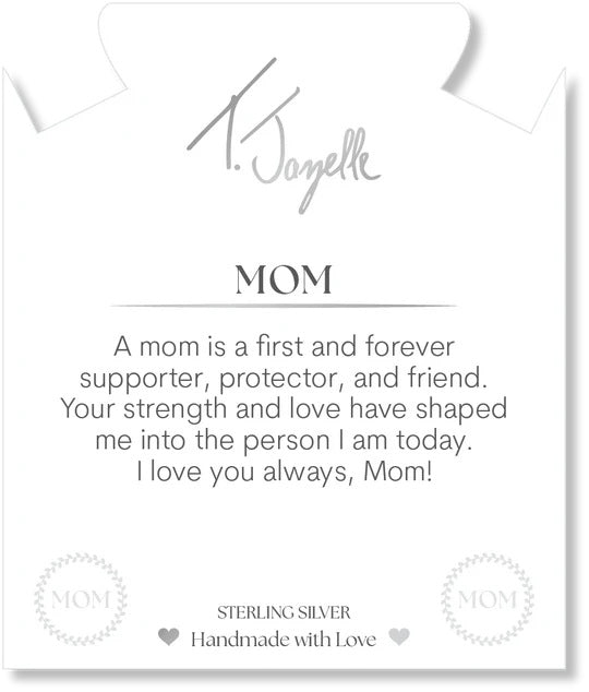 Moonstone Gemstone Bracelet with Endless Love Mom Sterling Silver Charm