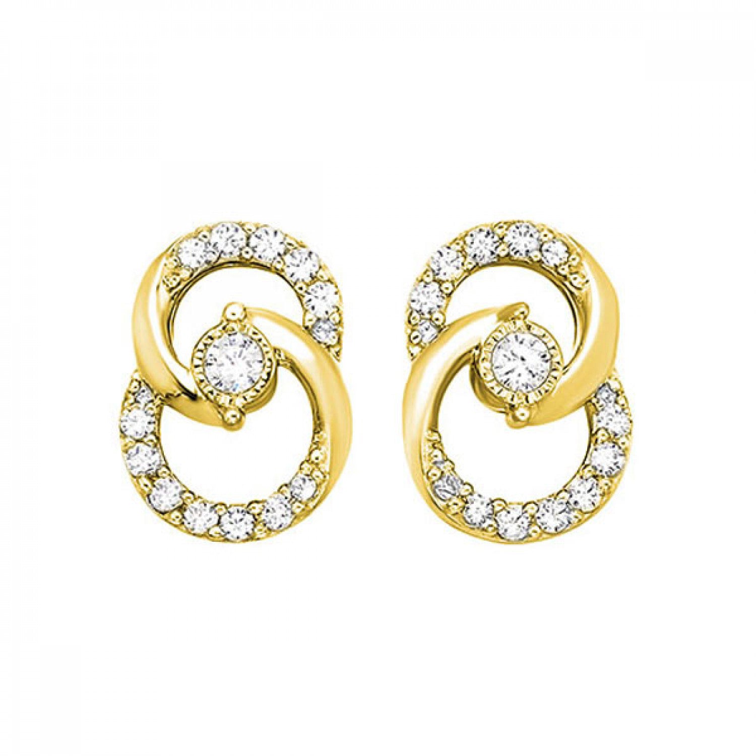 Outlet 10k Yellow Gold and White Gold Diamond Earrings Stud Post Earrings