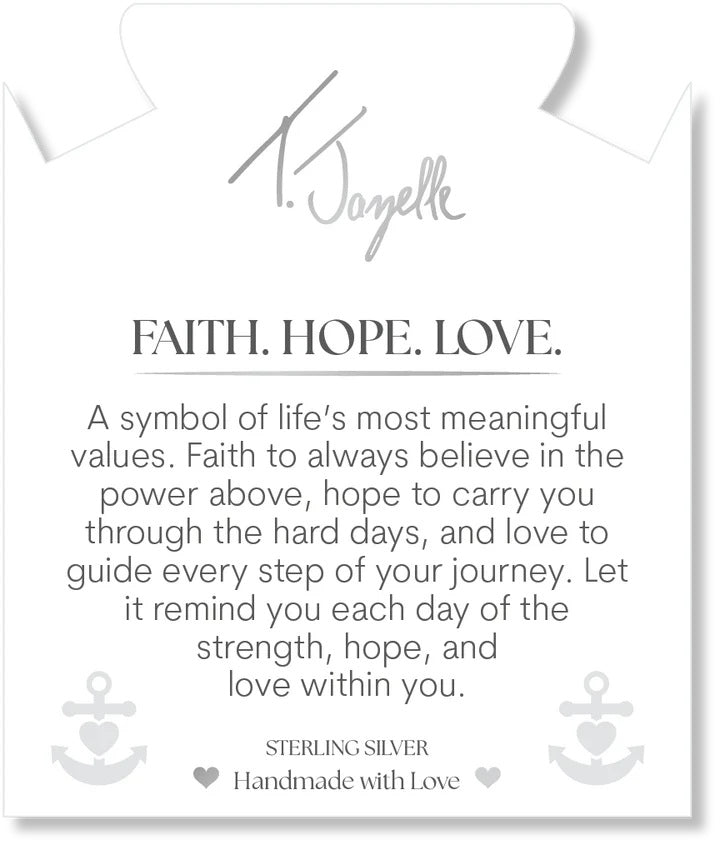 Aqua Agate Gemstone Bracelet with Faith. Hope. Love Sterling Silver Charm