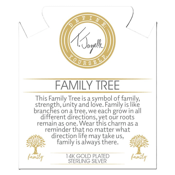 Gold Collection - Australian Agate Stone Bracelet with Family Tree Gold Charm