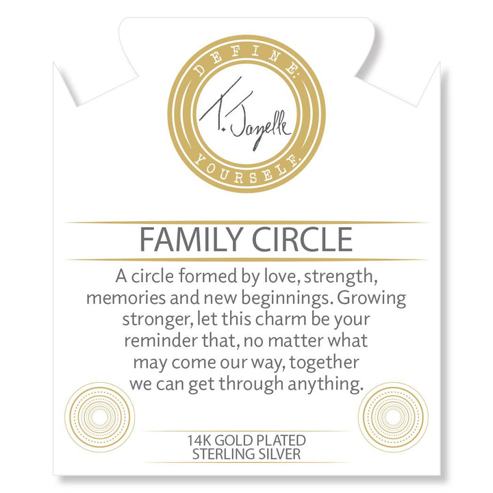 Gold Charm Collection - Purple Turquoise Gemstone Bracelet with Family Circle Gold Charm