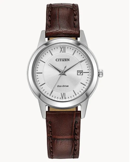 Citizen Eco-Drive Women's Classic Silver-tone Leather Strap Watch