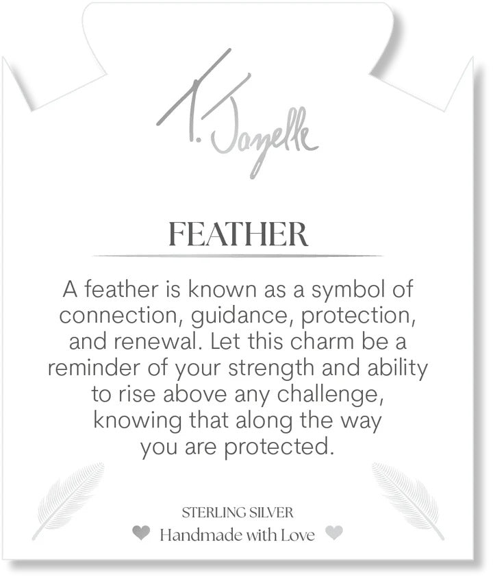 Purple Turquoise Gemstone Bracelet with Feather Sterling Silver Charm