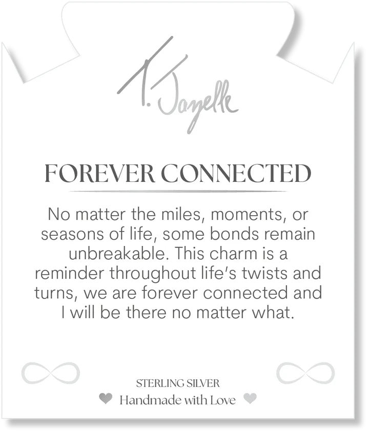 Aqua Agate Gemstone Bracelet with Forever Connected Sterling Silver Charm