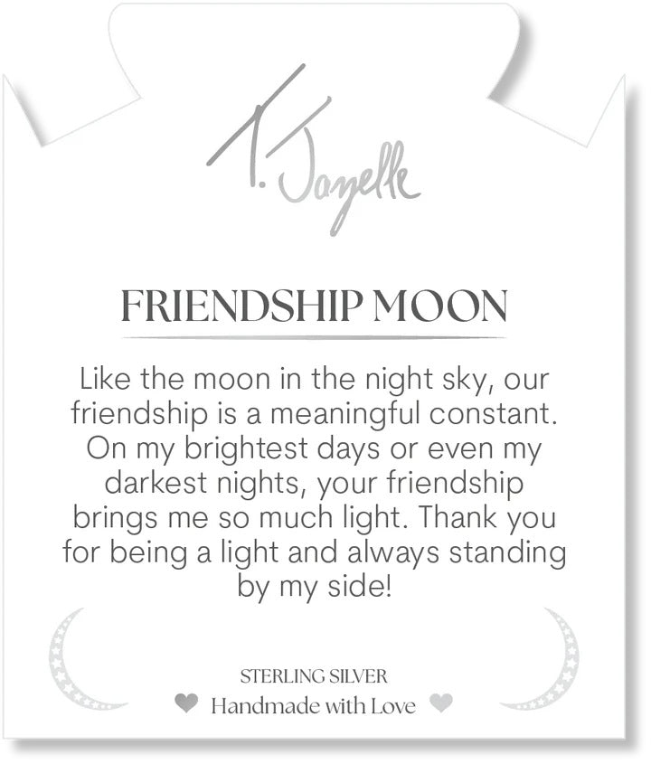 Aqua Agate Gemstone Bracelet with Friendship Moon Sterling Silver Charm