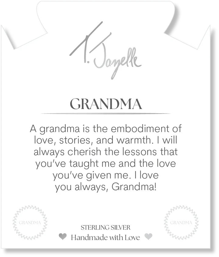 Lepidolite Quartz Gemstone Bracelet with Endless Love Grandma Sterling Silver Charm