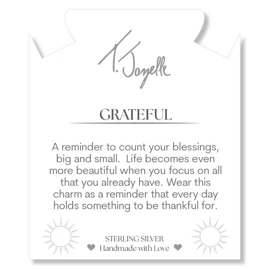 Aquamarine Jade Gemstone Bracelet with Grateful Sterling Silver Charm